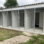Quadruple Insulated Walk In Kennel Block with Mesh and Solid Runs